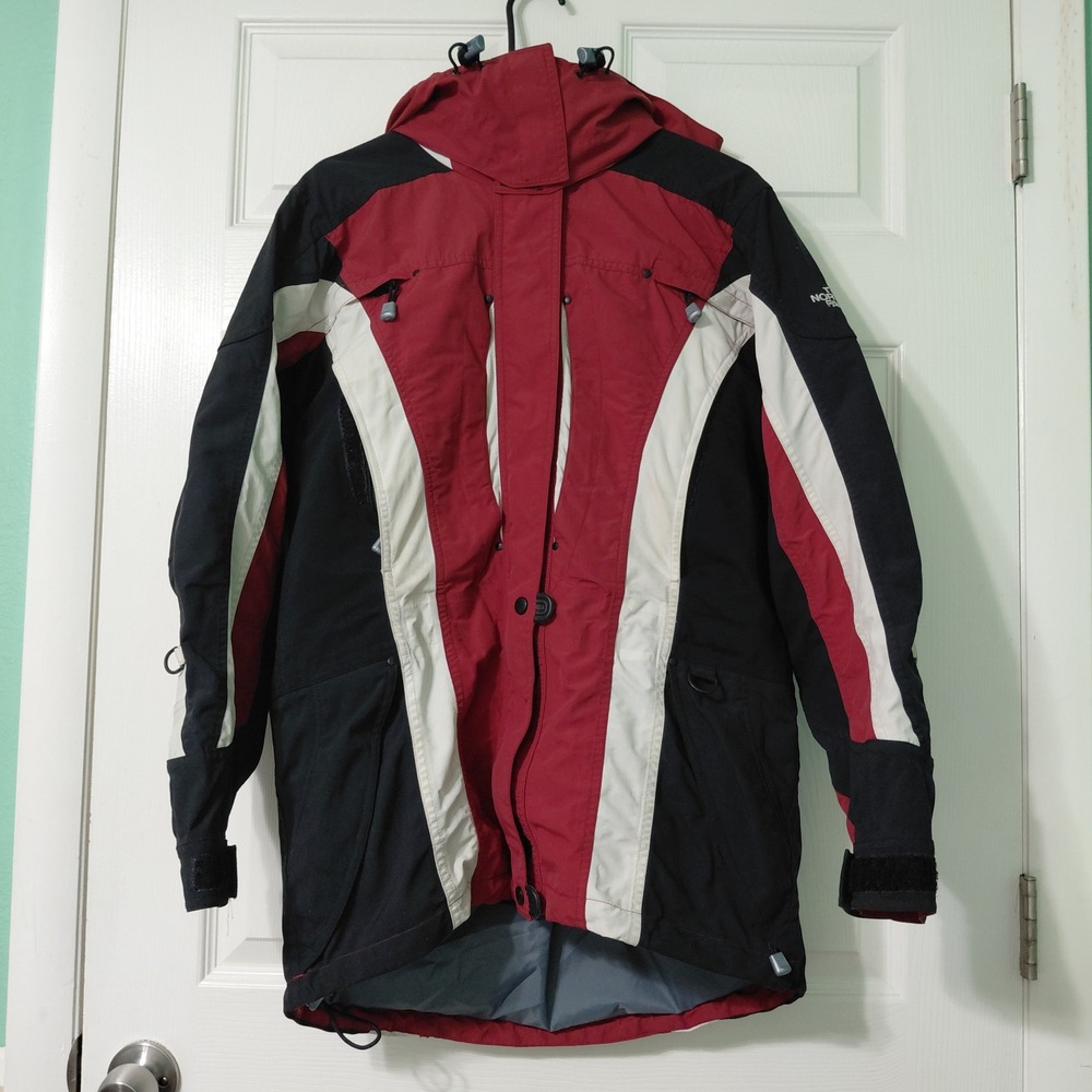 The North Face Steep Tech Ski Jacket Red Black White Hooded Mens 10 RN61661